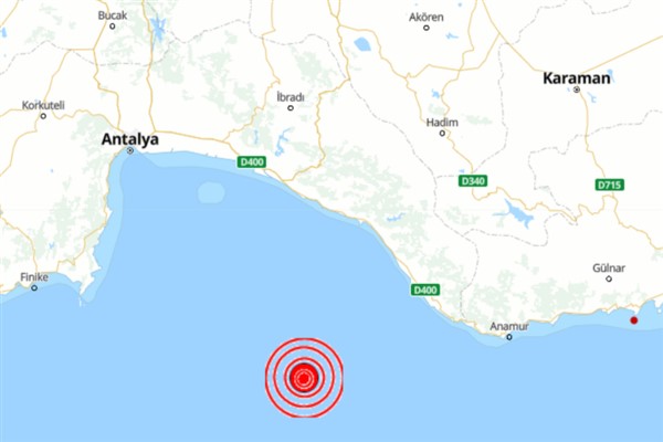 Akdeniz’de 5.2 büyüklüğünde deprem meydana geldi. Boğaziçi Üniversitesi Kandilli Rasathanesi