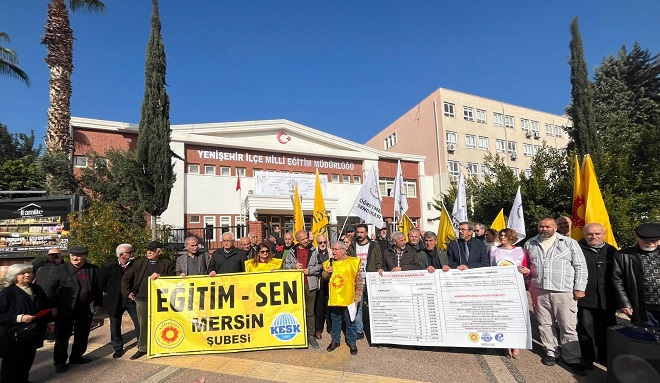 Eğitim-Sen Mersin Şubesi, Milli Eğitim Bakanlığı’nın (MEB) eğitim politikalarına sert