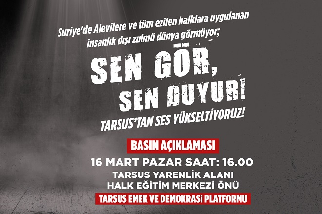 Suriye’de Alevilere yönelik yapılan katliama karşı ses yükseltilmesi adına Tarsus