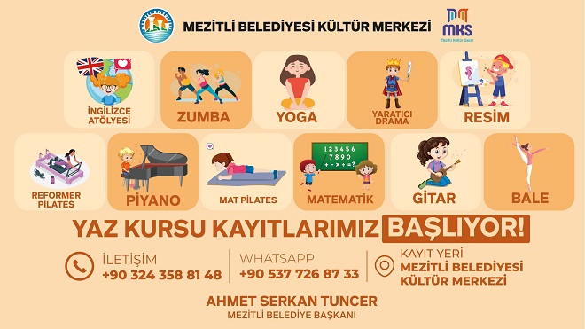 Mezitli Belediyesi, yaz mevsimine özel olarak hazırladığı kapsamlı yaz kurslarıyla