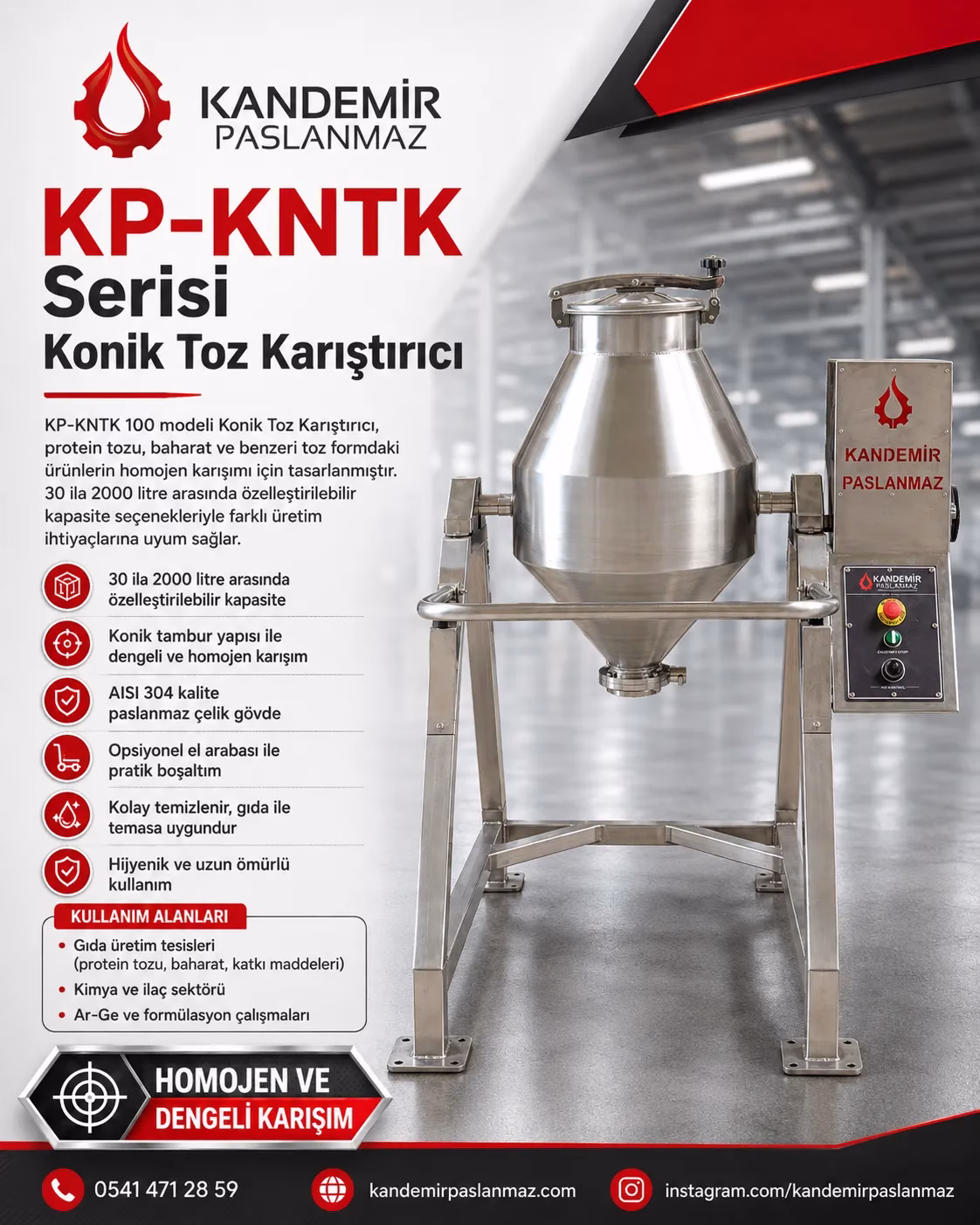 Konik Toz Karıştırıcı ile Toz ve Granül Ürünlerde Kontrollü Karışım