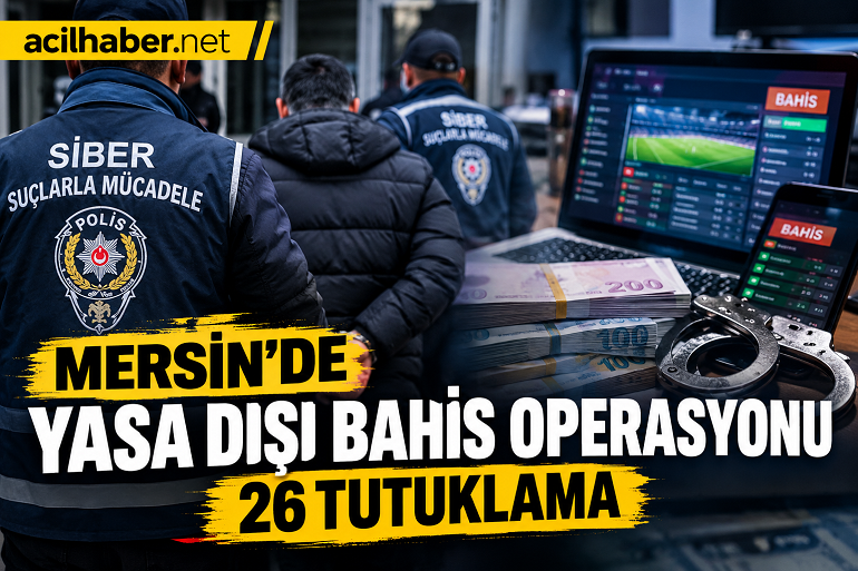 VİDEO HABER-Mersin’de yasa dışı bahis sitelerine para transferine aracılık ettiği
