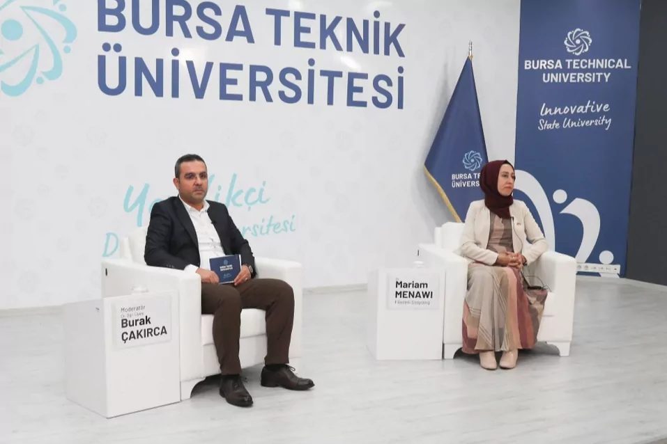 Bursa Teknik Üniversitesi'nde BTÜ konuşmalarına konuk olan Filistinli sosyolog Mariam