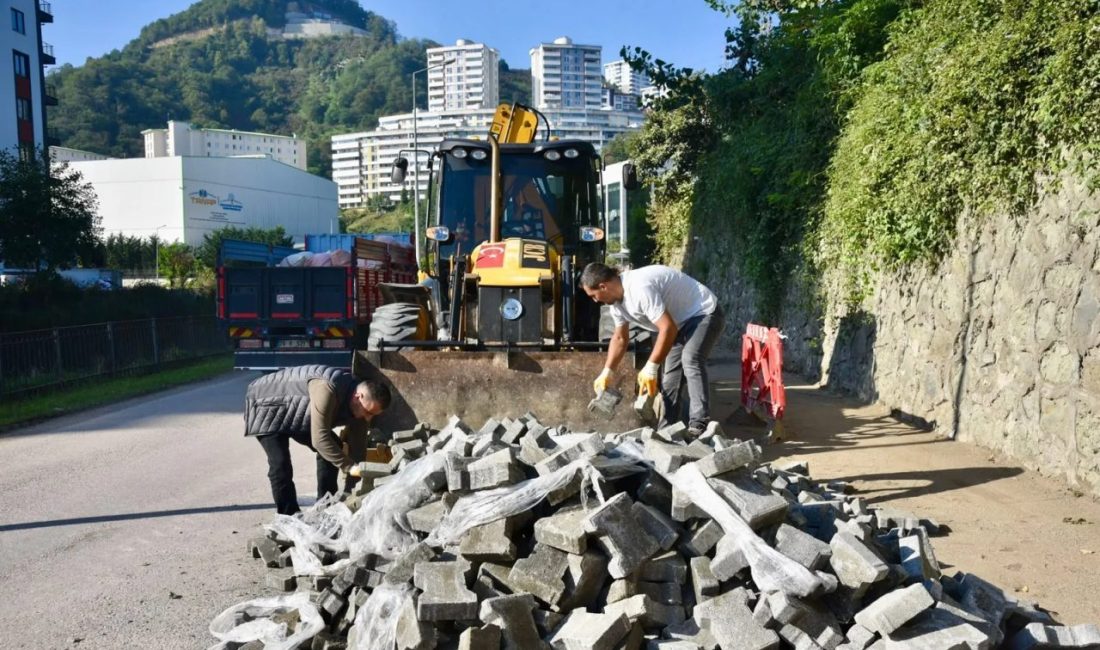 Giresun Belediyesi, şehir genelinde yol ve kaldırım onarımı, kanalizasyon hattı