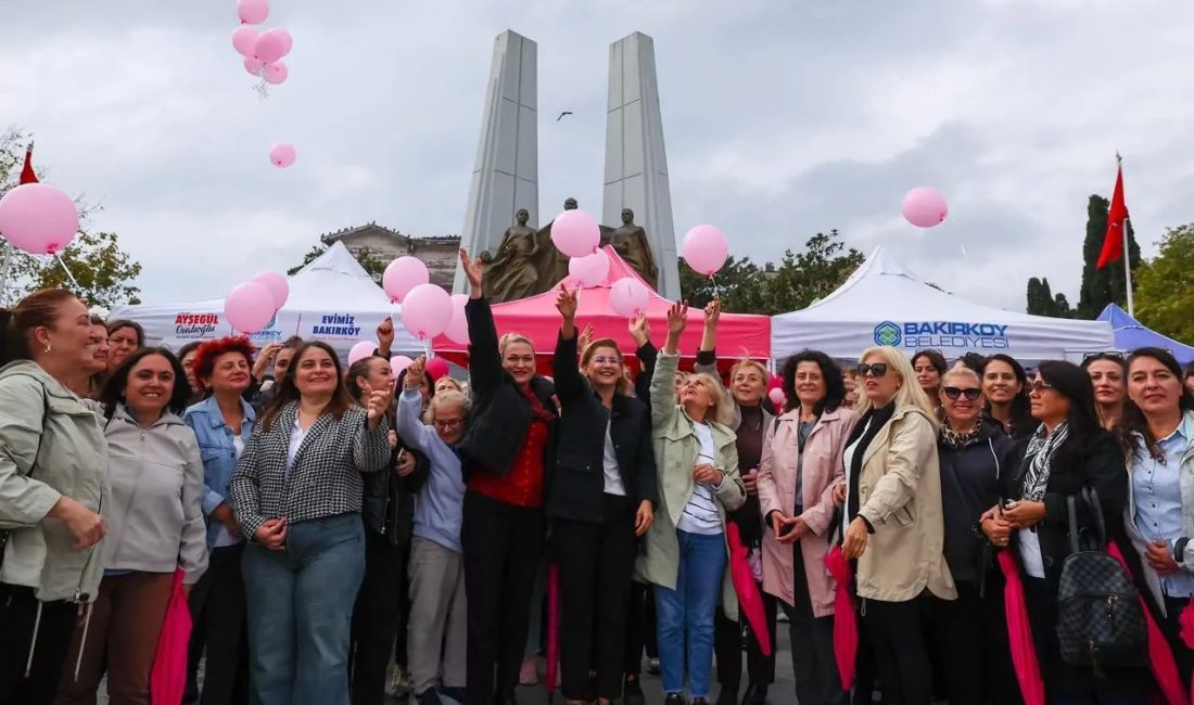 Bakırköy Belediyesi, Meme Kanseri Farkındalık Ayı kapsamında pembe şemsiyeli yürüyüş