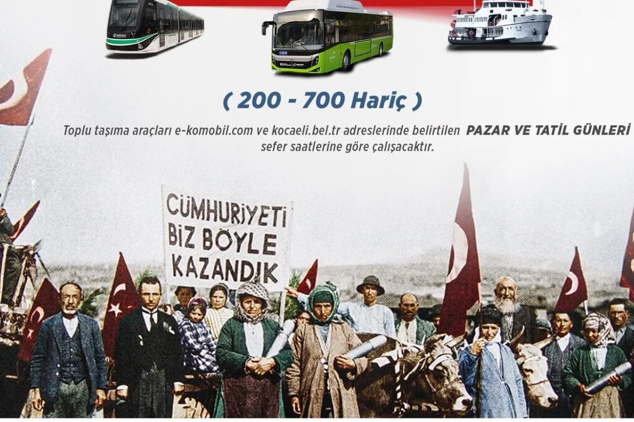 Kocaeli Büyükşehir Belediyesi, 29 Ekim Cumhuriyet Bayramı dolayısıyla toplu ulaşımı