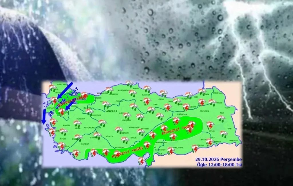 Meteoroloji Genel Müdürlüğü, yurt genelinde etkili olması beklenen sağanak ve