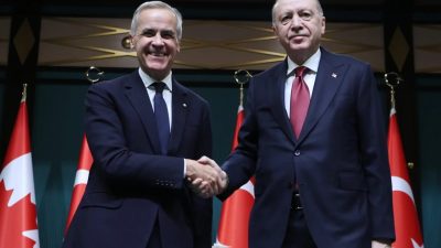 Cumhurbaşkanı Recep Tayyip Erdoğan ile Kanada Başbakanı Mark Carney’nin görüşmesinde,